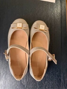 Kenneth Cole Girls' Glitter Mary Jane Flats in Champagne Gold
